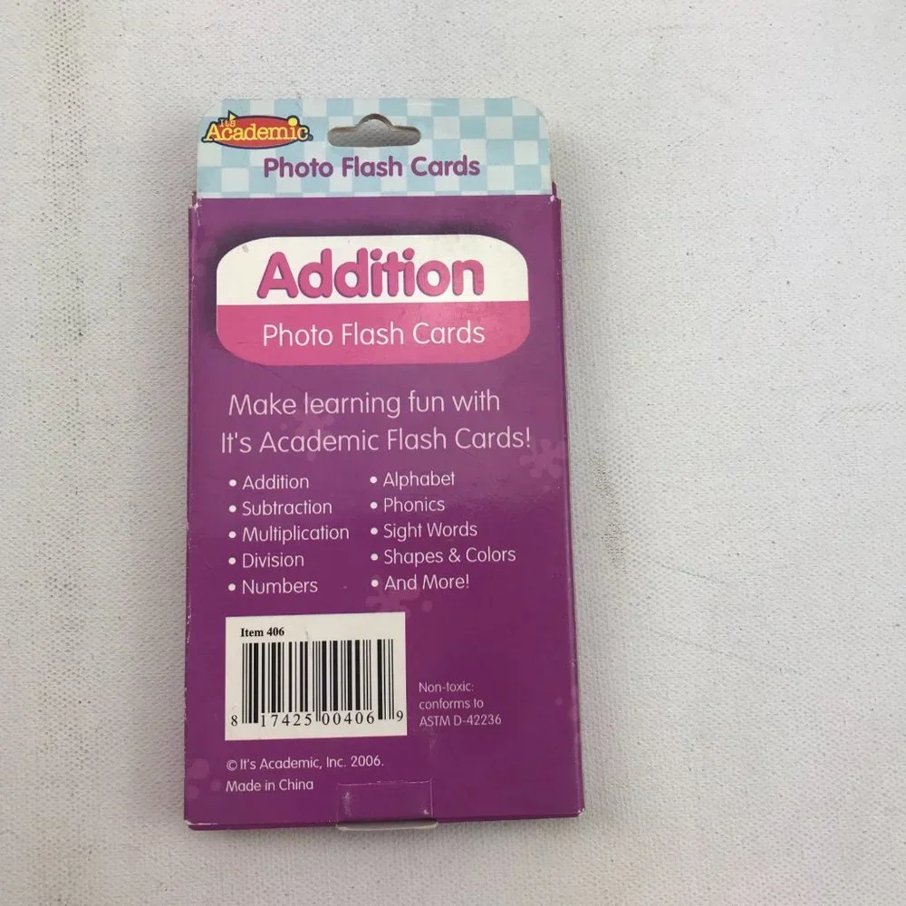 Academic Photo Flash Cards Addition Counting Educational Fun Practice